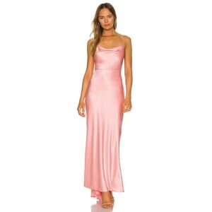 Alice + Olivia Cowl Neck Montana Satin Maxi Gown Sleeveless Pink Size 6 NWT